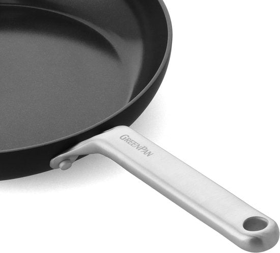 Greenpan Omega keramische inductie koekenpan met deksel 30cm - PFAS-vrij - Inductie pan - Inductie koekenpanpan - Vaatwasserbestendig - Ovenbestendig tot 200°C - Krasbestendig - Stapelbaar - Aluminium - Zwart