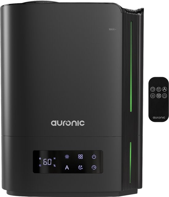 Auronic Luchtbevochtiger - 5 Liter - Geschikt voor Woonkamer, Kantoor, Slaapkamer, Babykamer en Meer - BPA-Vrij - Zwart