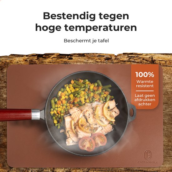 Castagnola Lederlook Placemats - Antislip Placemat van Kunstleer - Waterafstotende Onderlegger - Onderzetter - 6 Stuks - 45 x 30 cm - Bruin