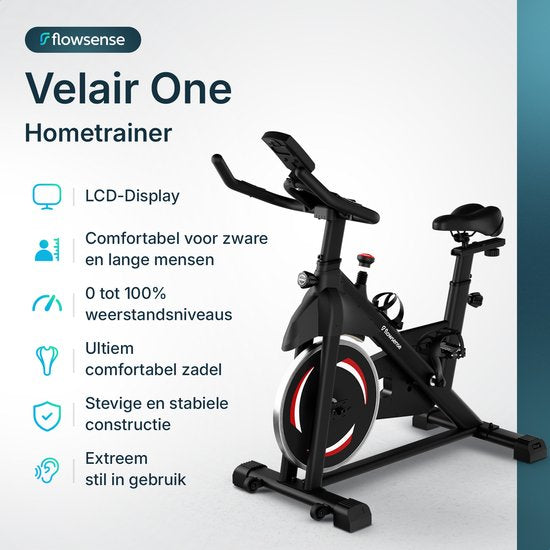 Flowsense Hometrainer Velair One - Home Trainer - Magnetische Weerstand - 3KG Vliegwiel - Incl. Tablethouder