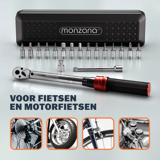 Monzana Momentsleutel – 18 Delige Set Verlengstuk Opbergcase – CVStaal