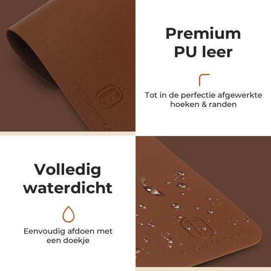 Castagnola Lederlook Placemats - Antislip Placemat van Kunstleer - Waterafstotende Onderlegger - Onderzetter - 6 Stuks - 45 x 30 cm - Bruin