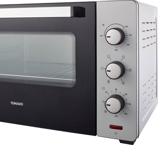 Tomado TEO4500S - Vrijstaande oven - 45 Liter - 2000 Watt - Hetelucht - 3 insteekniveau's - Zilver