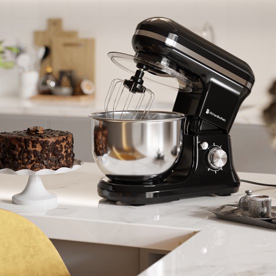 KitchenBrothers Keukenmachine - 1200W - Keukenrobot - 5L - Mixer met Mengkom - Keukenmixer - Zwart