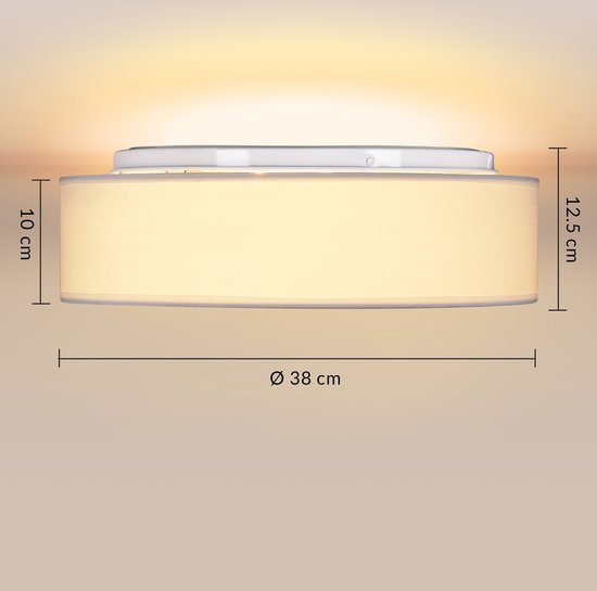 Monzana Plafondlamp 40W Rond - 38cm / Fitting E27 - Wit