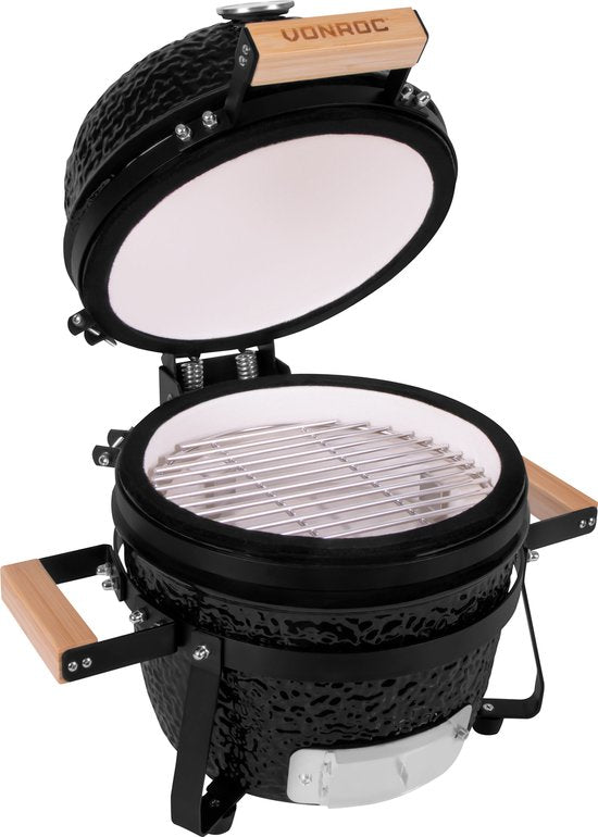 VONROC - BBQ - Kamado - 13" - Met beschermhoes, plate setter & onderstel - Houtskoolbarbecue – Keramisch