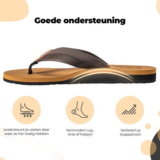 Slippers Heren - Sandalen - Bruin - Maat 42 - Comfeet