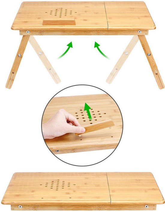 CASARIA Laptop Standaard- Lade Ventilatiegaten Verstelbaar- 55 x 35 cm
