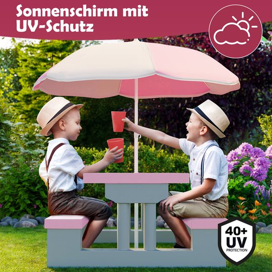 Spielwerk Kinder Tuinset – Incl. Parasol UV-bescherming - Roze Grijs