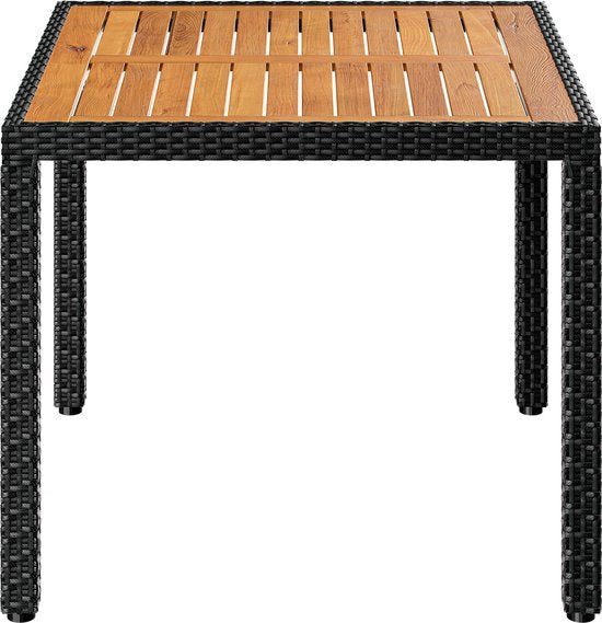 Casaria Tuinset - Tafel Acacia Polyrattan 150x90cm 4 Stoelen - Zwart