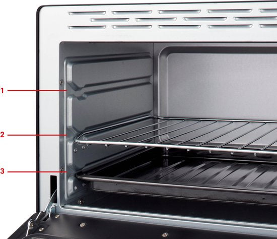 Tomado TEO3000B - Vrijstaande oven - 30 Liter - 1600 Watt - Hetelucht - 3 insteekniveau's - Zwart