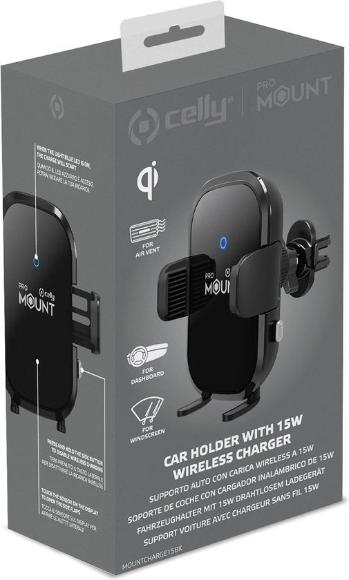 Celly MOUNTCHARGE15 Draadloze telefoon houder 15W BK