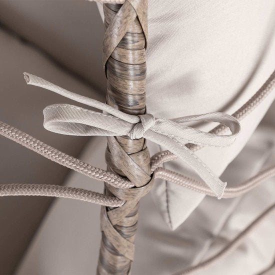 Juskys – Aria Hangstoel Met Standaard – 95 x 95 x 196 cm – Voorzien Van Comfortabele Kussens En In Hoogte Verstelbare Ketting – Voor Woonkamer En Terras – Beige Polyrattan En IJzer