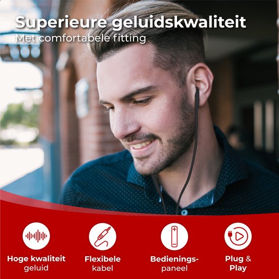 Nuvance - Oortjes met Draad - USB-C Aansluiting - Oordopjes met Draad - In-Ear Oortjes met Draad en Microfoon - Zwart