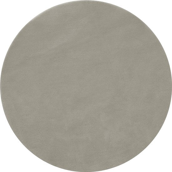 tectake® Kortpolig Vloerkleed - Rond - Ø120 cm - Zandkleur - Tapijt voor Woonkamer, Slaapkamer, Eetkamer - Onderhoudsvriendelijk en Wasbaar - Antislip Ondertapijt - Allergievriendelijk - Diverse maten en kleuren