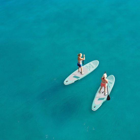LifeGoods SUP Board Allround Compact - 100 KG Draagkracht - 300 x 76 cm - Opblaasbaar - Compleet SUP pakket - Mintgroen