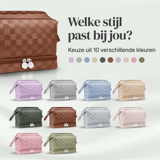 SC Travel Essentials - Toilettas en Make-up Organizer - Waterdicht en Compact - Geschikt voor Reis en Dagelijks Gebruik - Unisex - Brown