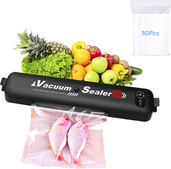 BestHome – Vacumeermachine – Inclusief 15 Vacumeerzakken – Voorzien Van 4 Standen En LED Bedieningspaneel En BPA-Vrij Design – Voor Voedselbewaring En Sous-Vide – Zwart Kunststof