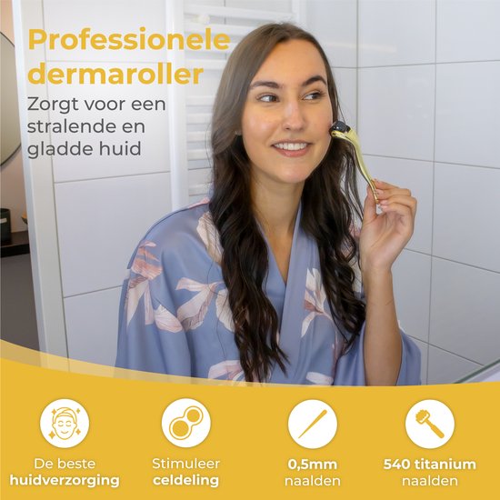Nuvance - Dermaroller - 540 Micro Naalden van 0.5mm - Incl. eBook - Derma Roller voor Huidverzorging - Baardroller voor Haargroei - Steriel Verpakt
