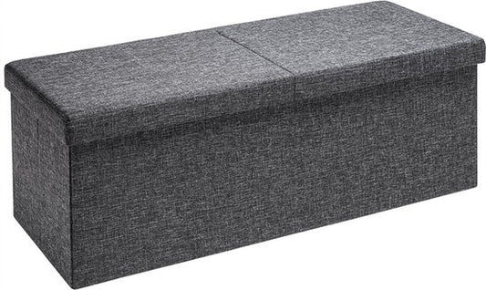 Casaria Zitbank met Opbergruimte - 80x40x40cm 100L Linnen Look – Donkergrijs