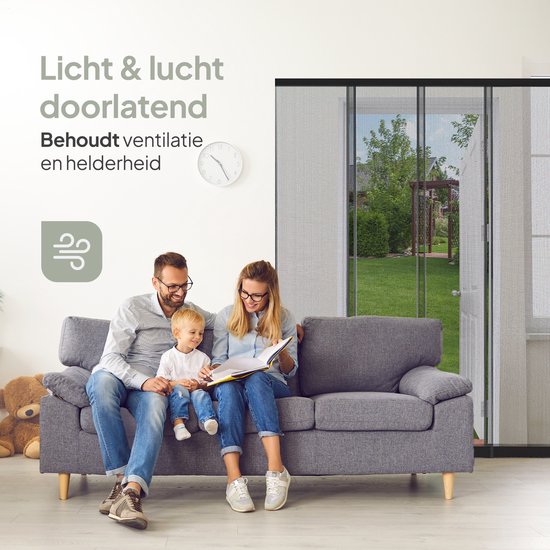 O'DADDY® Vliegengordijn Lamellenhor - 150x260 cm - Deurgordijn - Hordeur - Aanpasbaar Ontwerp - Glasvezel - Deurhor Zwart