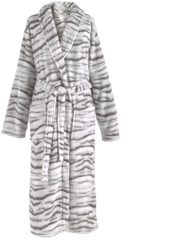 ZoHome Leopard Badjas Lang - Fleece - Maat XL - Bruin