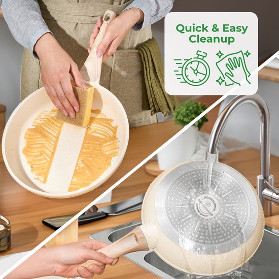 JUST PERFECTO 14 Delige Pannenset Inductie Met Deksel - Granieten Frying Pan Antiaanbaklaag Pannenset - Niet Giftig Keramische Non Stick Koekenpannen - Pannen Compatibel Met Alle Fornuizen