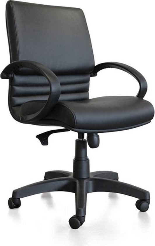 Kangaro bureaustoel - LEANNA - zwart leer - max 120 kg draaggewicht - K-850550