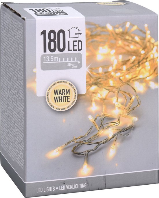 LED-verlichting - 180 LED - 13.5 meter - Warm wit - Transparant snoer