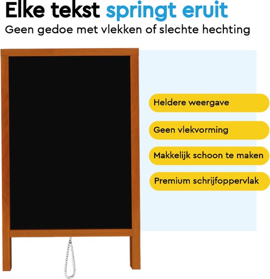 BRASQ Krijtstoepbord Mahonie - 55x 85 CM - Krijtbord - Reclamebord - Stoepbord - Enkelzijdig - voor Binnen en Buiten - Horeca