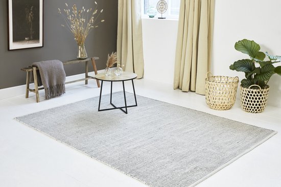 Lifa Living Vloerkleed – Wol & Katoen – Geweven – 160x230 cm – Scandinavisch Design – Zwart/Wit
