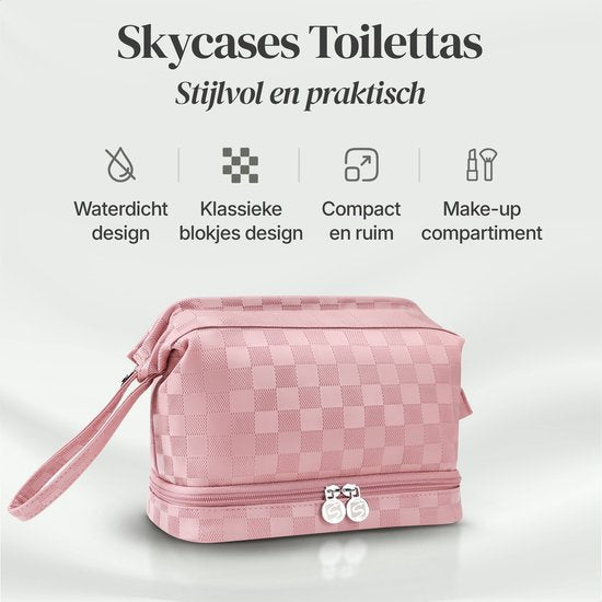 SC Travel Essentials - Toilettas en Make-up Organizer - Waterdicht en Compact - Geschikt voor Reis en Dagelijks Gebruik - Unisex - Roze