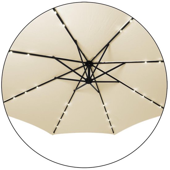 Kingsleeve Zweefparasol - Parasolvoet LED-verlichting 330cm - Crème