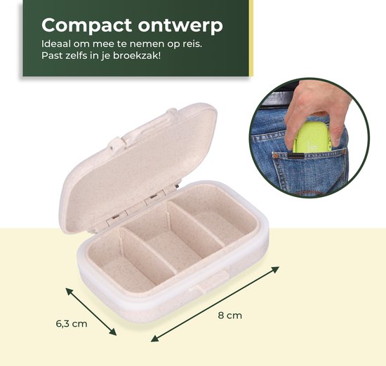 Gandria Pillendoosjes Set van 4 – Bio-Graanvezel – Waterbestendig – 12 Compartimenten