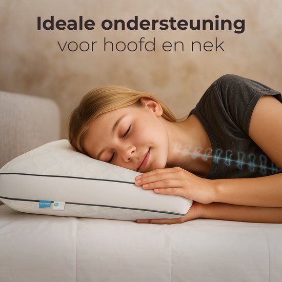 CozySense® Kinderkussen - Hoofdkussen Kind - Peuterkussen - Ergonomisch & Verstelbaar - 100% Katoen - Hypoallergeen - OEKO-TEX® - 40x55cm - 2-12 Jaar