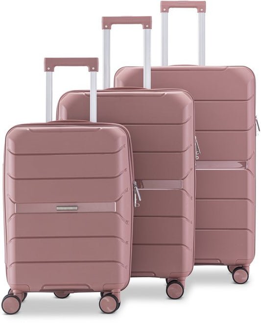 SC Urban Adventurer Kofferset Driedelig – Voorzien Van Cijferslot En Spinner Wielen En Verstelbare Handvatten – Voor Handbagage En Ruimbagage – Roze Kunststof – Tweehonderdtweeëndertig Liter