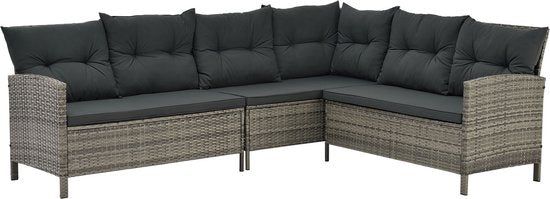 Juskys Polyrotan Loungeset - Manacor - Grijs
