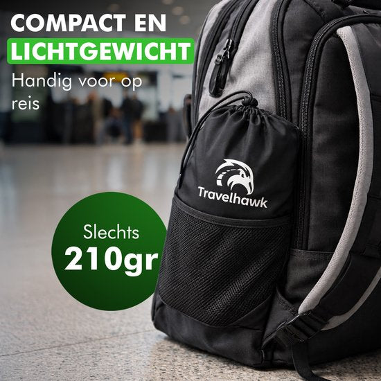 Travelhawk Voetensteun voor Vliegtuig - Voetenhangmat voor op Reis - Ook voor Bus of Trein - Compact en Lichtgewicht - Zwart