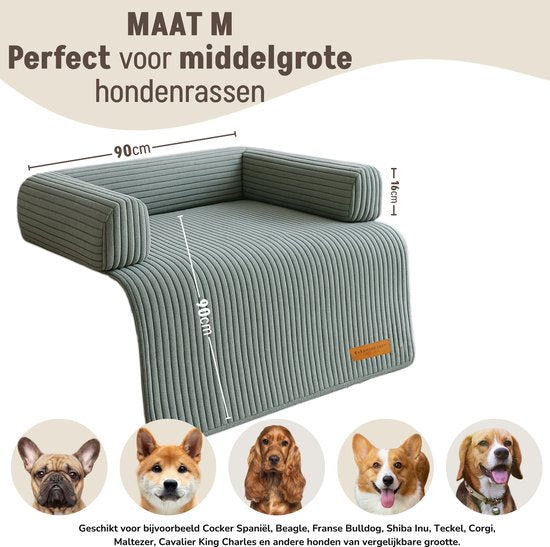 By Cee Cee – Hondendeken Voor Bank – 90 x 90 x 16 cm – Voorzien Van Volledig Afritsbare Hoes En Opstaande Randen – Voor Meubelbescherming – Donkergrijs Ribstof