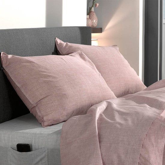 ZoHome Lino Dekbedovertrek - Eenpersoons - 140x200/220 cm - Shell Nude