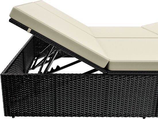 Casaria Ligbed - Tweepersoons Verstelbaar 200x115 - Zwart Crème