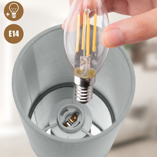 Monzana Tafellamp 2 Stuks LED – Dimbaar E14 - Chroom Grijs