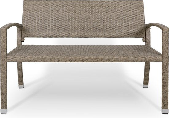 Casaria Polyrattan Tuinbank – 2-Zits UV-bestendig - Beige