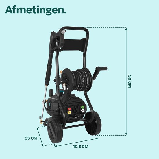 VONROC PRO Hogedrukreiniger V25-3 - 2500W – 180 bar - 468 l/u – inductiemotor – 15m premium slang - Incl. terrasreiniger, schuimsproeier en 5 nozzles