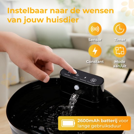 Nuvance Drinkfontein Kat - 2.2L Waterfontein - met Sensor - Incl. Filter - Stille Kattenfontein Automatisch - Draadloos
