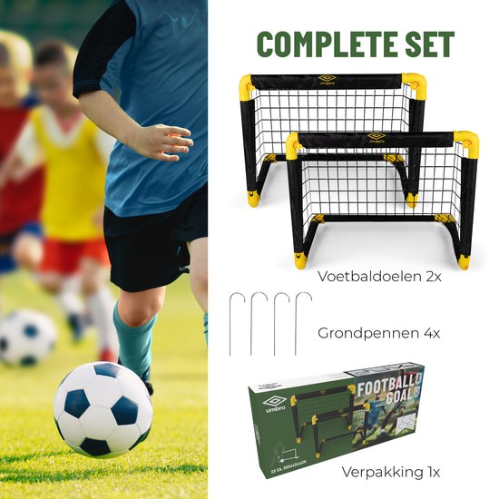 Umbro Voetbaldoeltjes - Set van 2 - Opvouwbaar Voetbaldoel - 50x44x44c m
