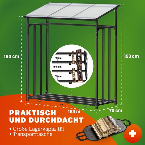 Gardebruk Houtopslag - Staal - Afdekhoezen - 163x198x70cm - Zwart