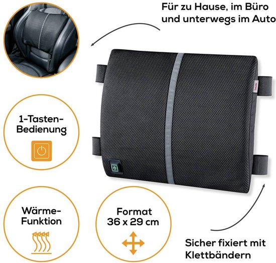 Beurer HK 70 Elektrische Rugsteun met Warmte – Ergonomisch Warmtekussen voor Rug & Stoel – Universele Bevestiging – Geschikt voor Auto & Bureau – Snelle Opwarming – Automatische Uitschakeling – 5 Jaar Garantie: exclusief bij Bol.com