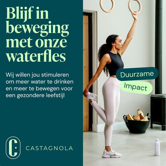 Castagnola Waterfles - RVS Drinkfles 500 ML - Stalen Thermosfles - Drinkflessen voor Volwassenen - Dubbelwandig - Wit