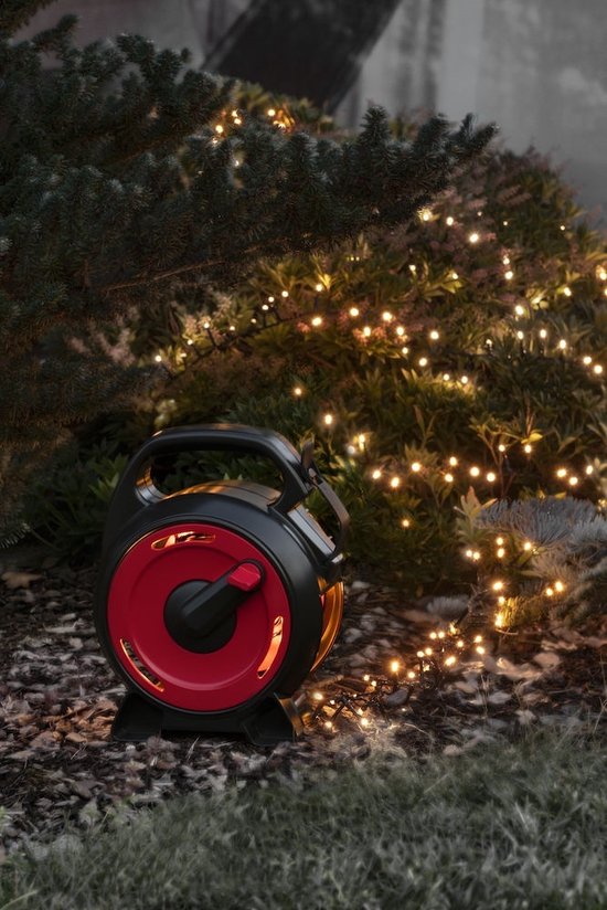 Cluster Lichtsnoer op kabelhaspel voor buiten - 800 LEDs - 2100K Amber - IP44 - 18 meter – Kerstverlichting